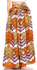 Sakkas Asma Convertible Traditional Wax Print Adjustable Strap Maxi Skirt | Dress#color_18-WhiteMulti