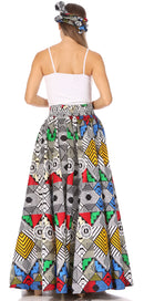 Sakkas Asma Second Convertible Traditional Wax Print Adjustable Strap Maxi Skirt