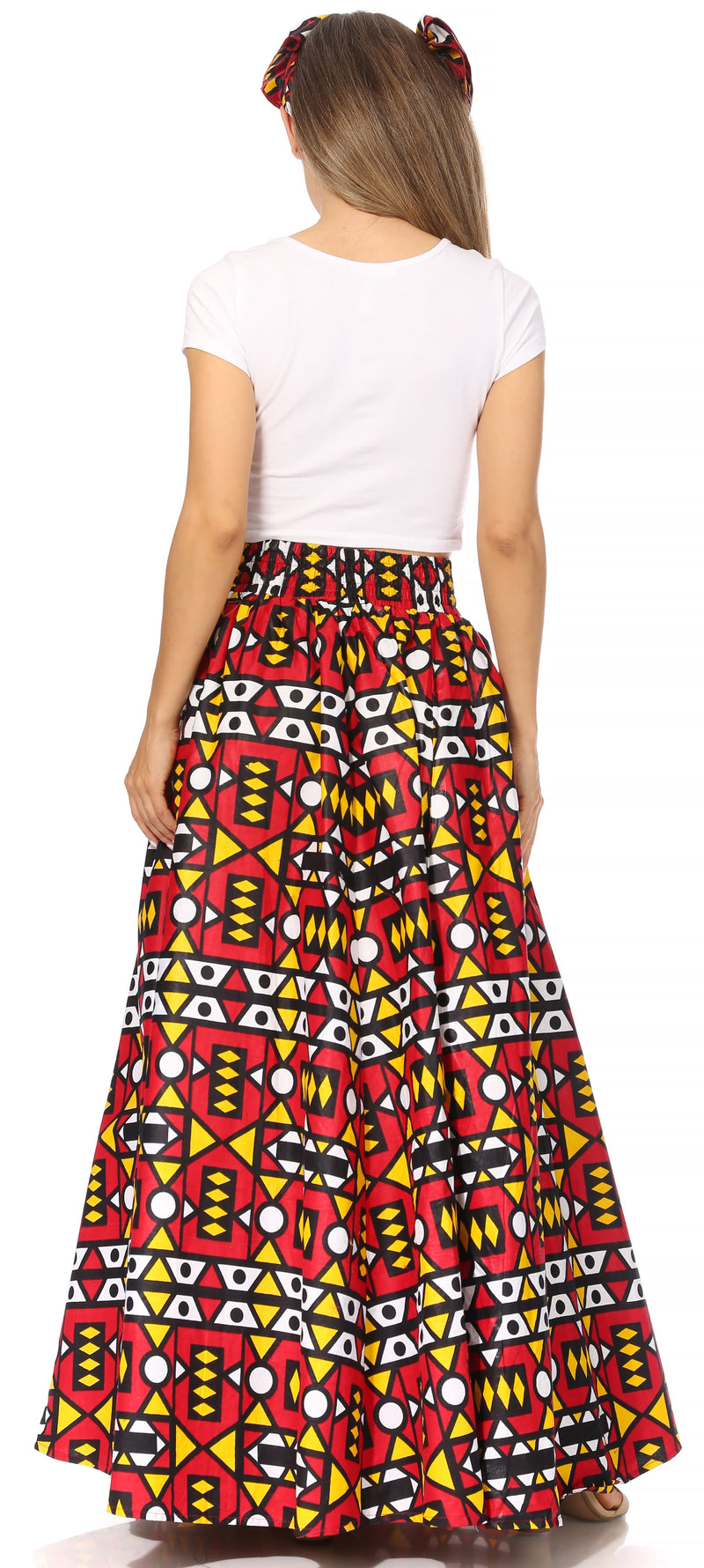 Sakkas Asma Second Convertible Traditional Wax Print Adjustable Strap Maxi Skirt