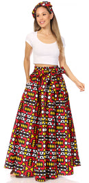 Sakkas Asma Second Convertible Traditional Wax Print Adjustable Strap Maxi Skirt