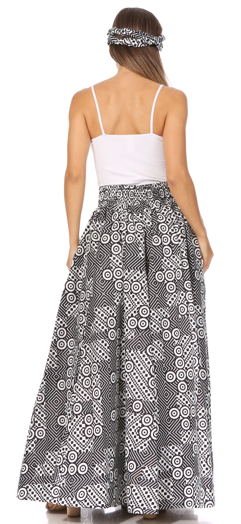 Sakkas Asma Second Convertible Traditional Wax Print Adjustable Strap Maxi Skirt