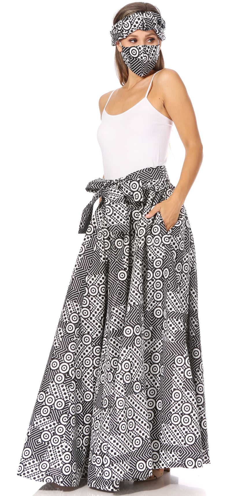 Sakkas Asma Second Convertible Traditional Wax Print Adjustable Strap Maxi Skirt