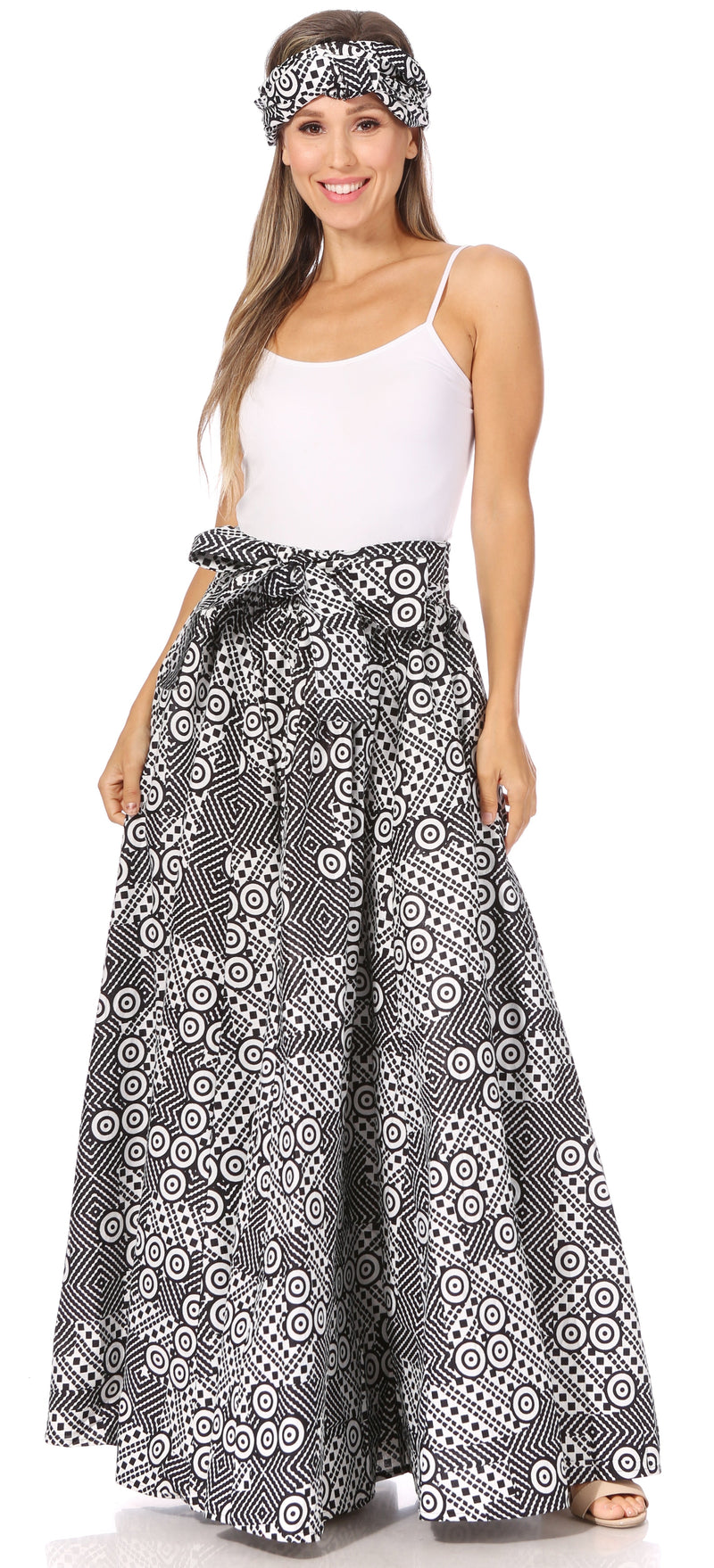 Sakkas Asma Second Convertible Traditional Wax Print Adjustable Strap Maxi Skirt