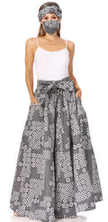 Sakkas Asma Second Convertible Traditional Wax Print Adjustable Strap Maxi Skirt#color_206-White