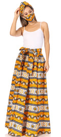 Sakkas Asma Second Convertible Traditional Wax Print Adjustable Strap Maxi Skirt#color_210-White
