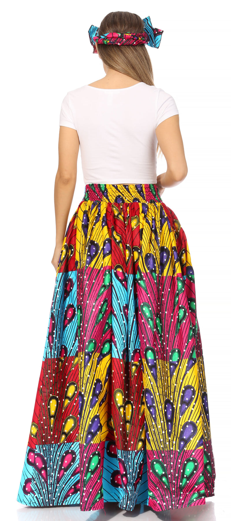 Sakkas Asma Second Convertible Traditional Wax Print Adjustable Strap Maxi Skirt