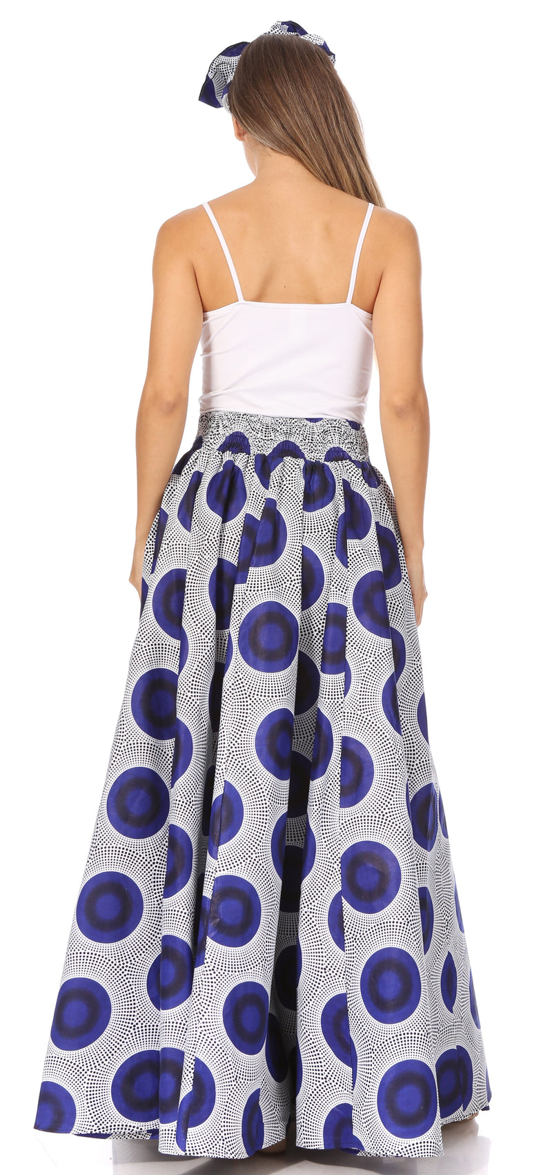 Sakkas Asma Second Convertible Traditional Wax Print Adjustable Strap Maxi Skirt