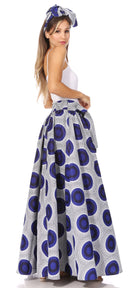 Sakkas Asma Second Convertible Traditional Wax Print Adjustable Strap Maxi Skirt