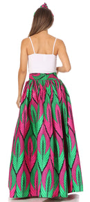 Sakkas Asma Second Convertible Traditional Wax Print Adjustable Strap Maxi Skirt