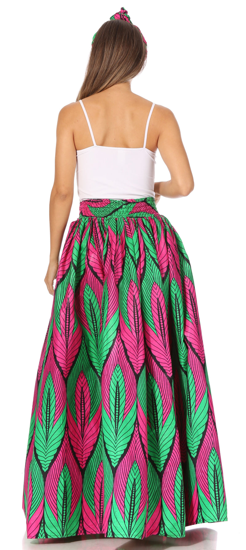 Sakkas Asma Second Convertible Traditional Wax Print Adjustable Strap Maxi Skirt