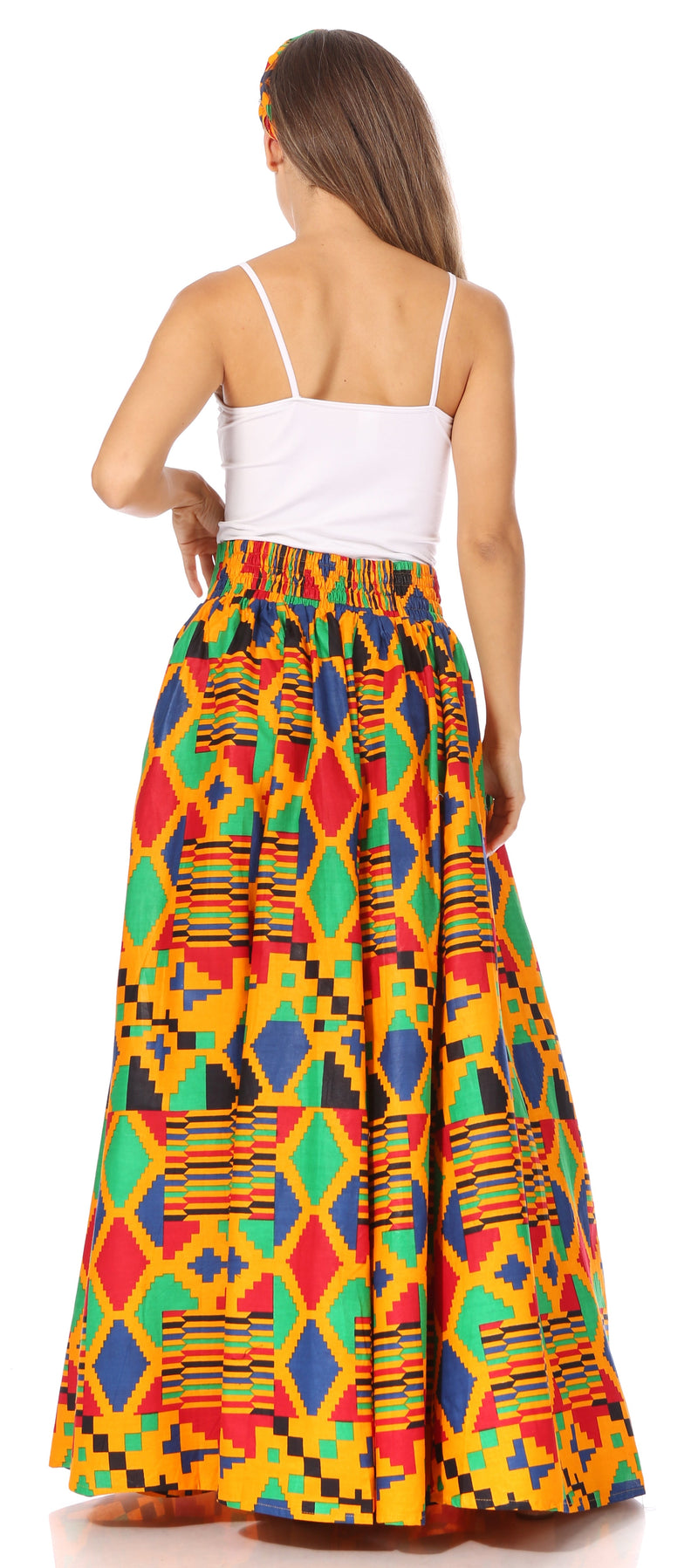 Sakkas Asma Second Convertible Traditional Wax Print Adjustable Strap Maxi Skirt