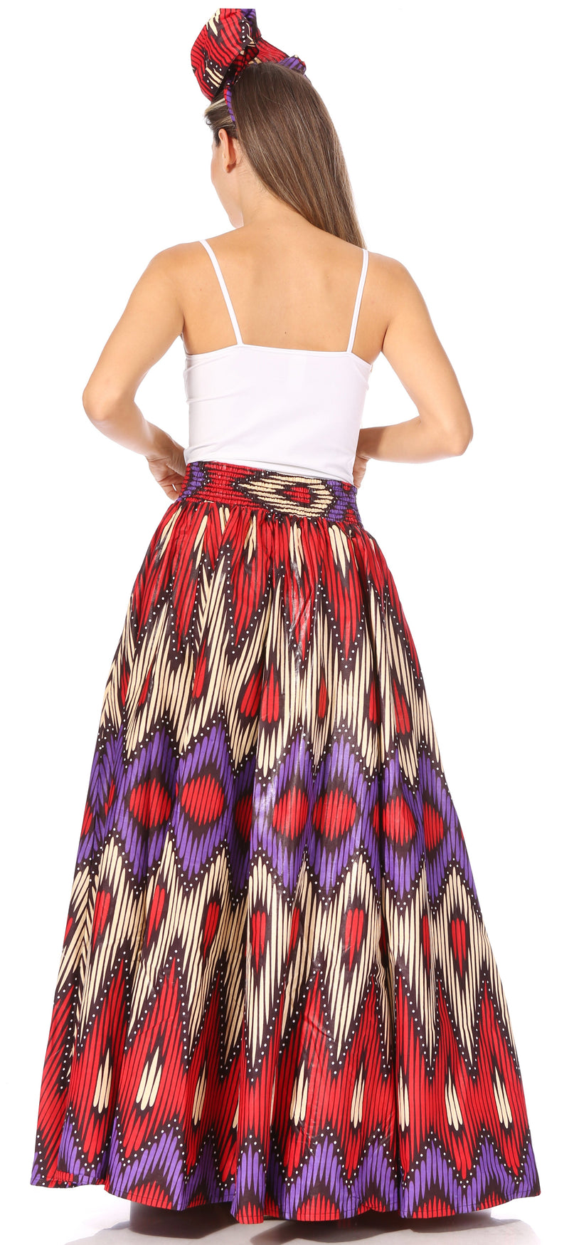 Sakkas Asma Second Convertible Traditional Wax Print Adjustable Strap Maxi Skirt