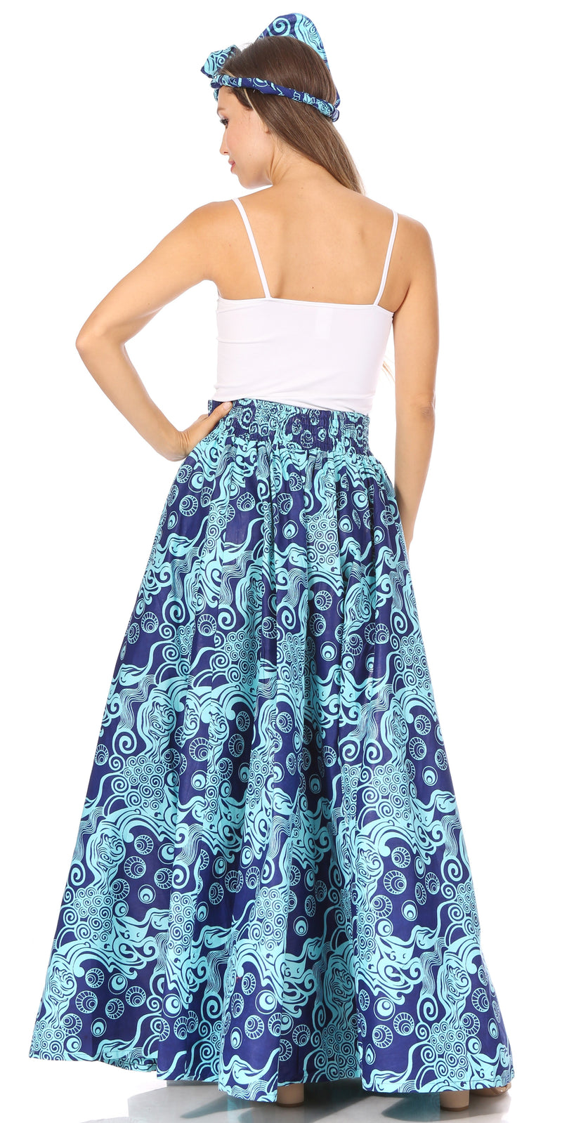 Sakkas Asma Second Convertible Traditional Wax Print Adjustable Strap Maxi Skirt