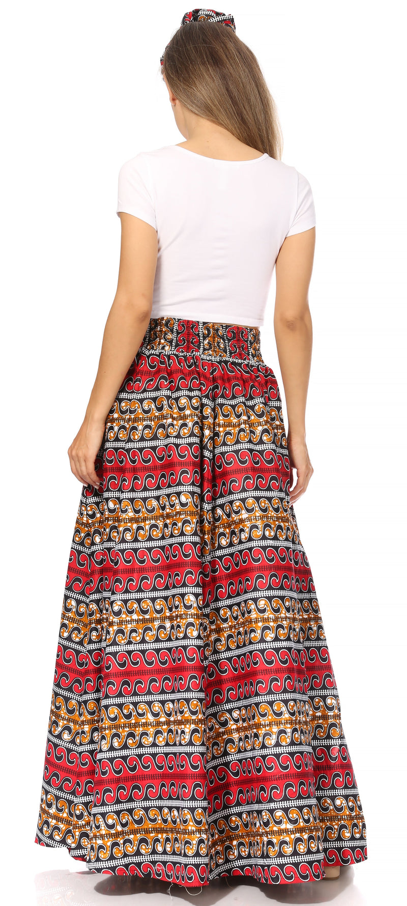 Sakkas Asma Second Convertible Traditional Wax Print Adjustable Strap Maxi Skirt