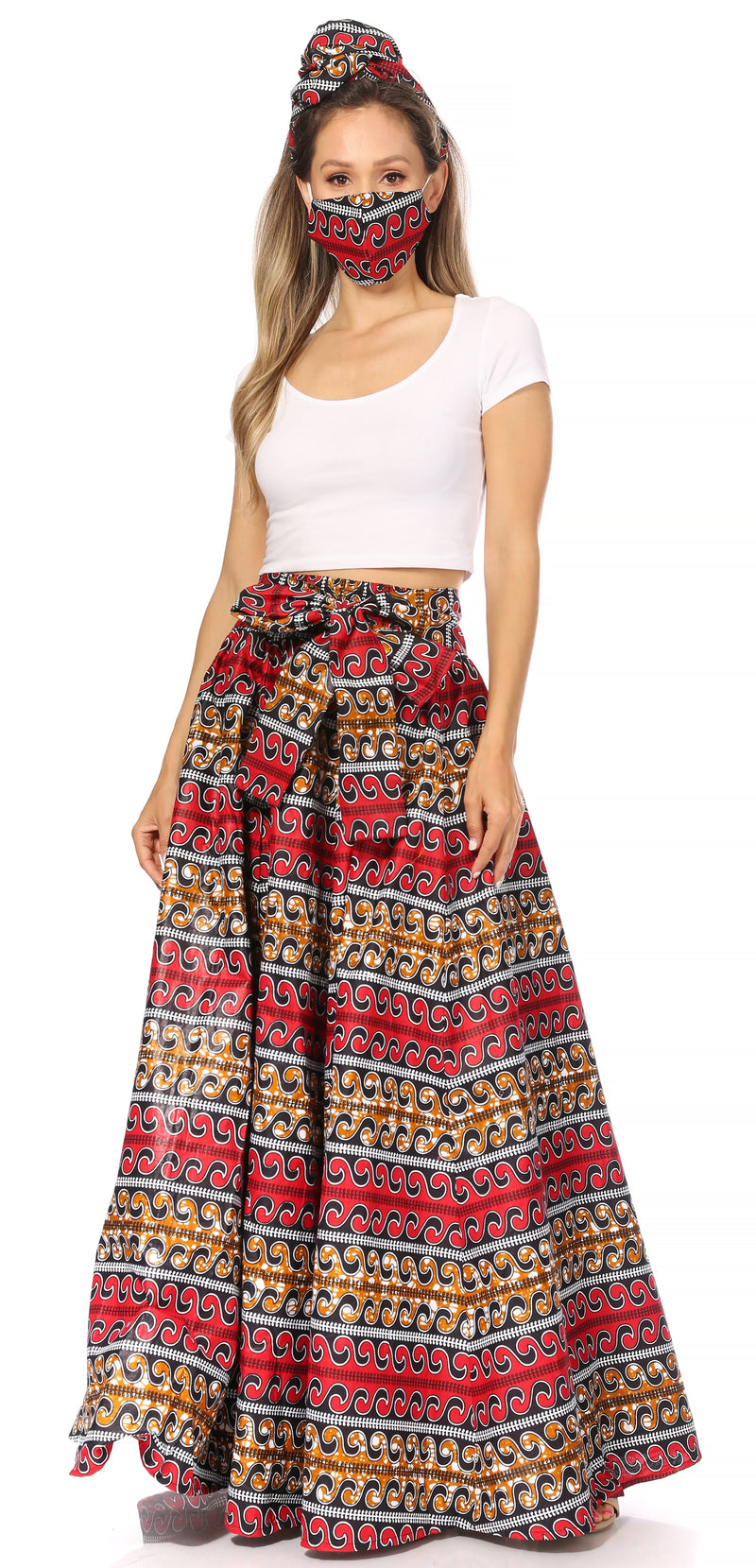 Sakkas Asma Second Convertible Traditional Wax Print Adjustable Strap Maxi Skirt