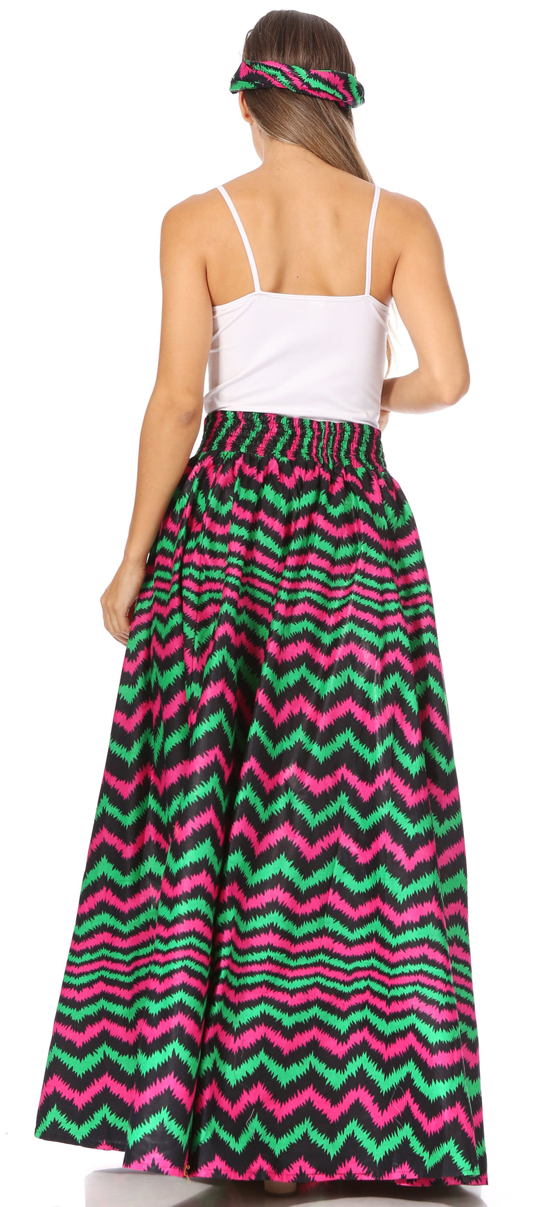 Sakkas Asma Second Convertible Traditional Wax Print Adjustable Strap Maxi Skirt