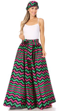 Sakkas Asma Second Convertible Traditional Wax Print Adjustable Strap Maxi Skirt#color_220-Pink