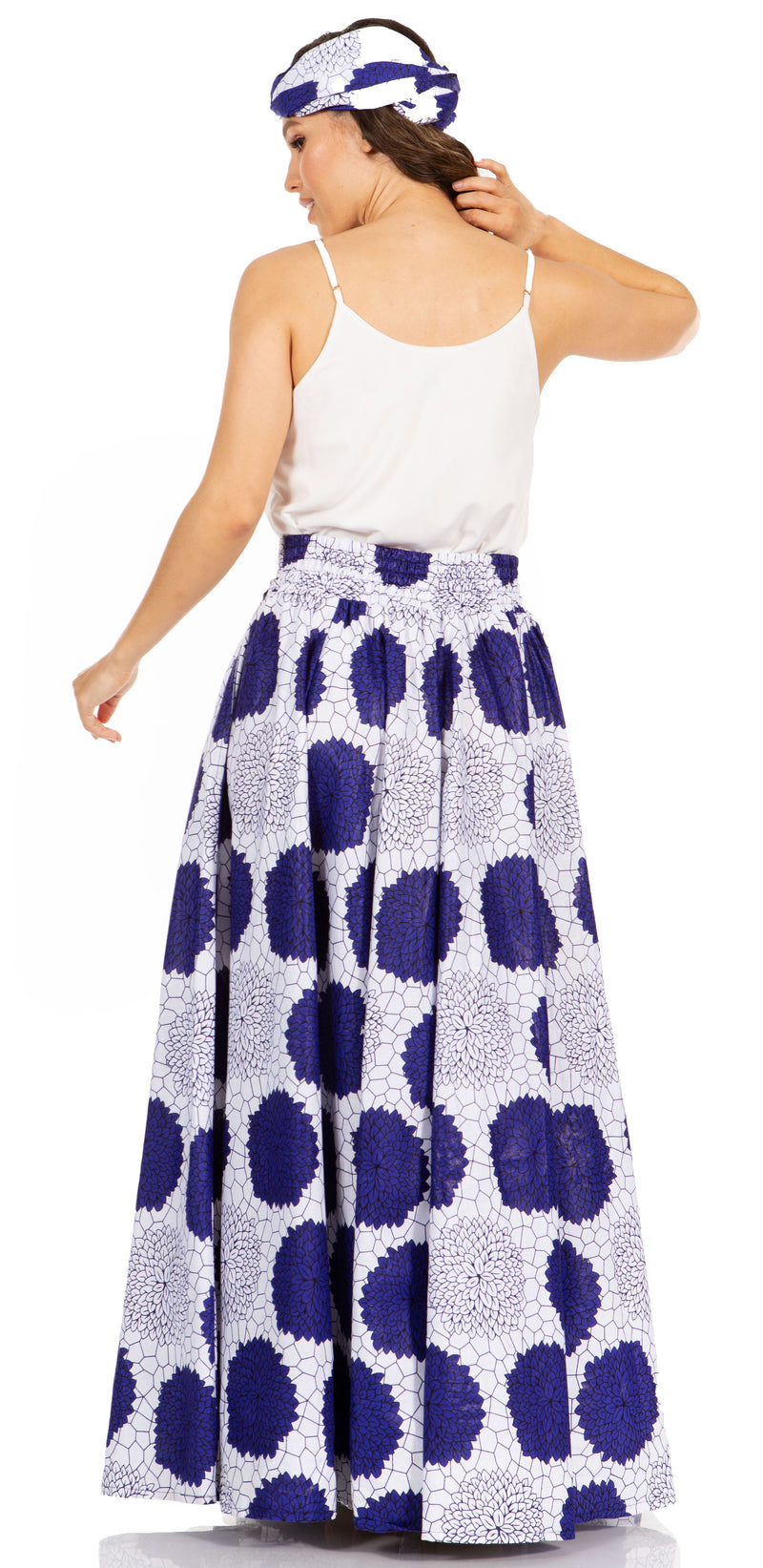 Sakkas Asma Second Convertible Traditional Wax Print Adjustable Strap Maxi Skirt