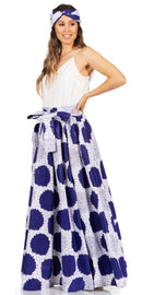 Sakkas Asma Second Convertible Traditional Wax Print Adjustable Strap Maxi Skirt