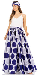 Sakkas Asma Second Convertible Traditional Wax Print Adjustable Strap Maxi Skirt
