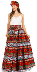 Sakkas Asma Second Convertible Traditional Wax Print Adjustable Strap Maxi Skirt#color_226