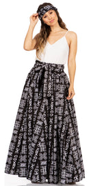 Sakkas Asma Second Convertible Traditional Wax Print Adjustable Strap Maxi Skirt