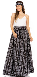 Sakkas Asma Second Convertible Traditional Wax Print Adjustable Strap Maxi Skirt#color_227
