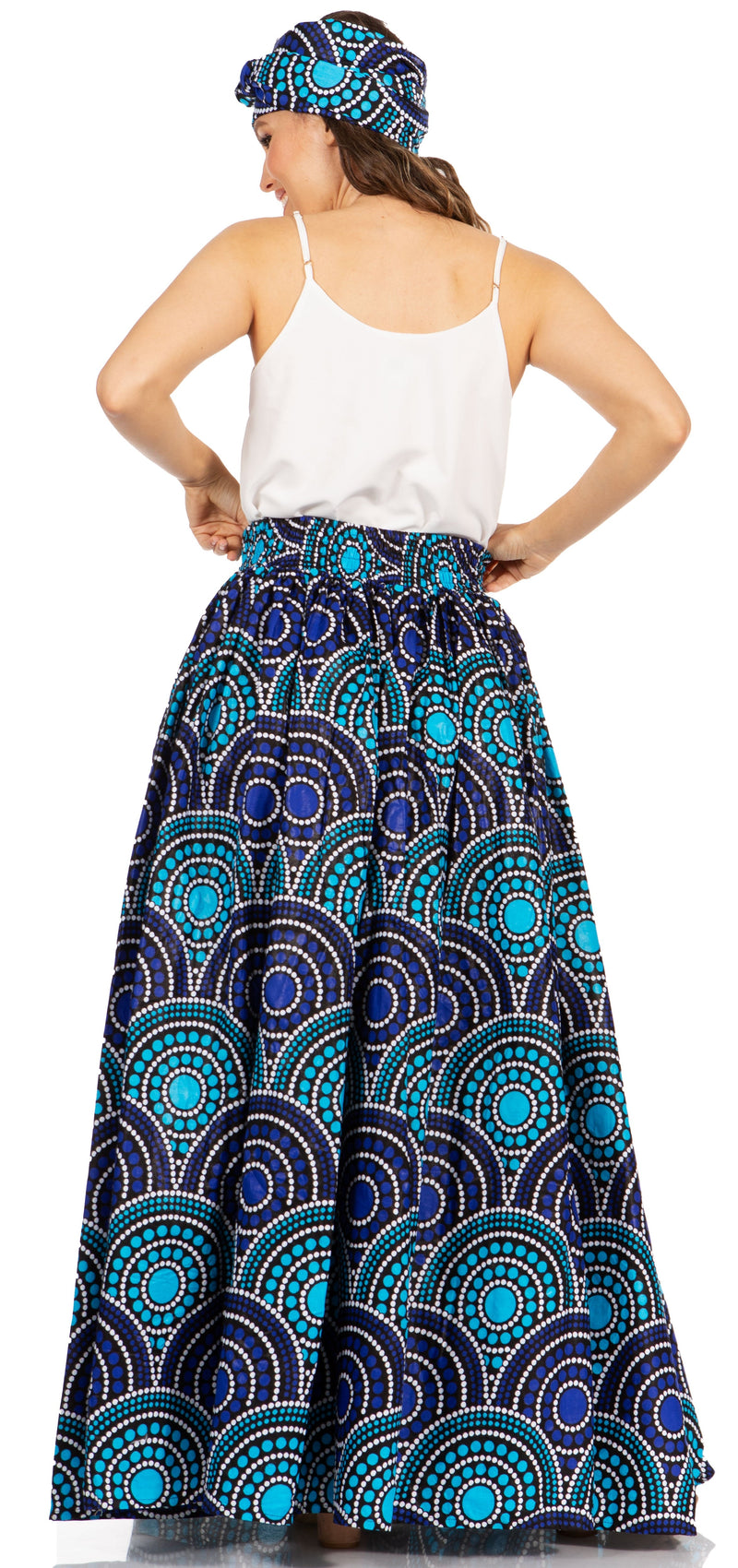 Sakkas Asma Second Convertible Traditional Wax Print Adjustable Strap Maxi Skirt