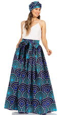 Sakkas Asma Second Convertible Traditional Wax Print Adjustable Strap Maxi Skirt#color_228