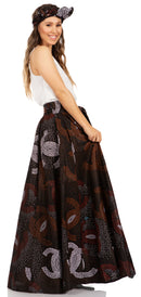 Sakkas Asma Second Convertible Traditional Wax Print Adjustable Strap Maxi Skirt
