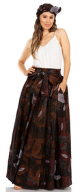 Sakkas Asma Second Convertible Traditional Wax Print Adjustable Strap Maxi Skirt#color_229
