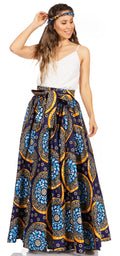 Sakkas Asma Second Convertible Traditional Wax Print Adjustable Strap Maxi Skirt#color_231