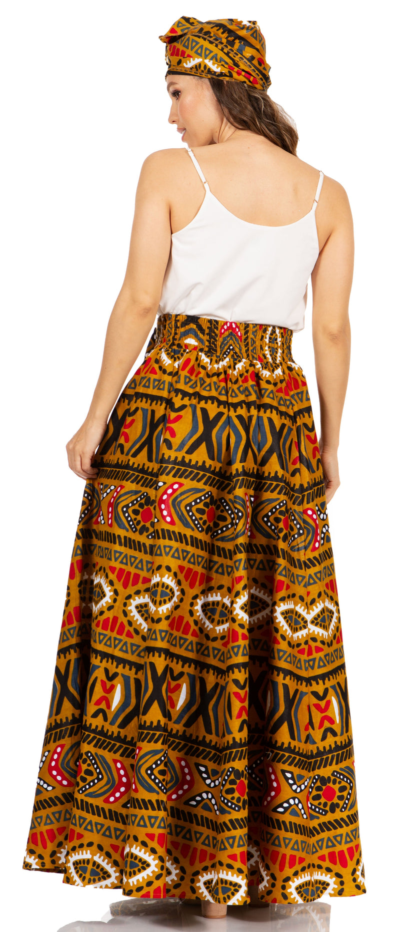 Sakkas Asma Second Convertible Traditional Wax Print Adjustable Strap Maxi Skirt