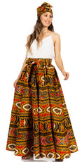 Sakkas Asma Second Convertible Traditional Wax Print Adjustable Strap Maxi Skirt#color_232