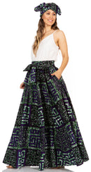 Sakkas Asma Second Convertible Traditional Wax Print Adjustable Strap Maxi Skirt