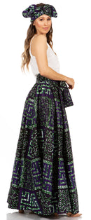 Sakkas Asma Second Convertible Traditional Wax Print Adjustable Strap Maxi Skirt