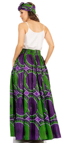 Sakkas Asma Second Convertible Traditional Wax Print Adjustable Strap Maxi Skirt