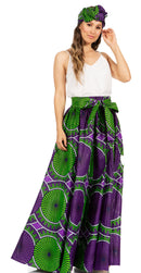 Sakkas Asma Second Convertible Traditional Wax Print Adjustable Strap Maxi Skirt
