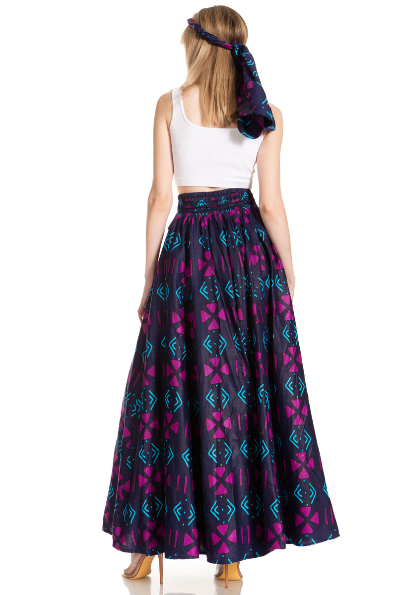 Sakkas Asma Second Convertible Traditional Wax Print Adjustable Strap Maxi Skirt