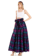 Sakkas Asma Second Convertible Traditional Wax Print Adjustable Strap Maxi Skirt