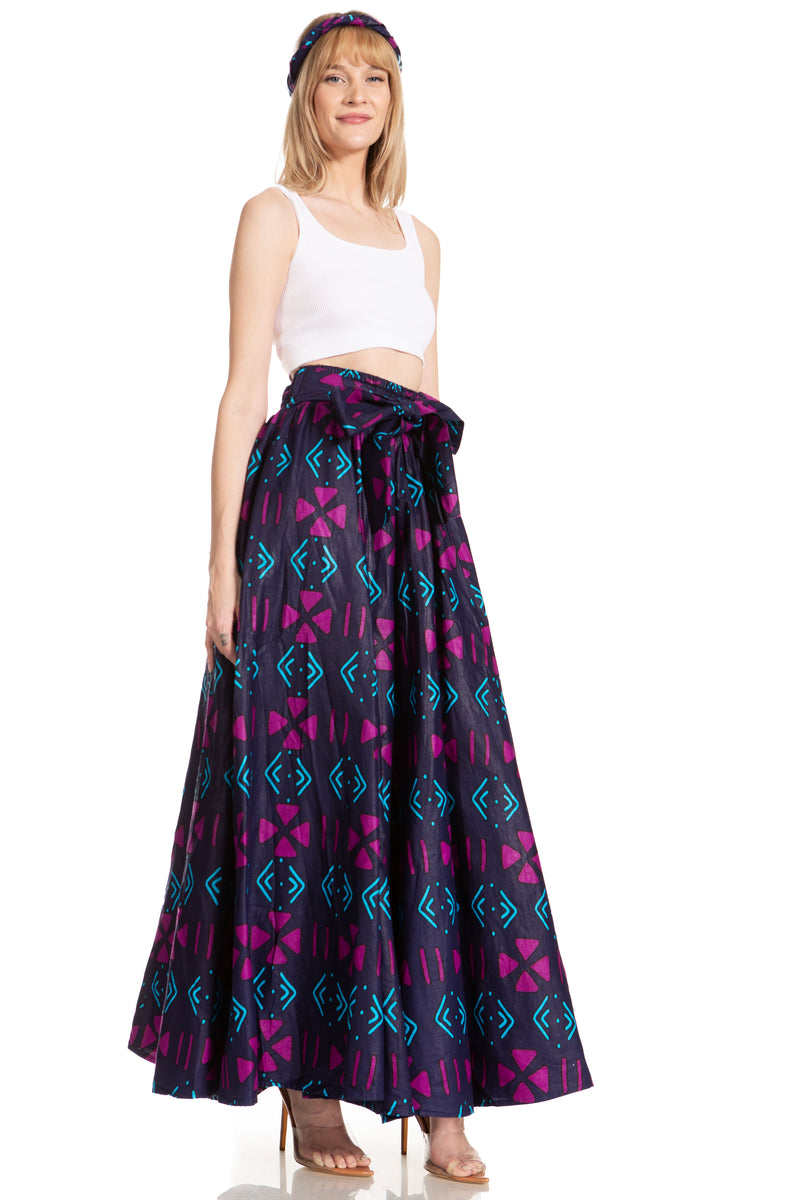 Sakkas Asma Second Convertible Traditional Wax Print Adjustable Strap Maxi Skirt