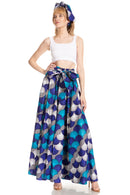 Sakkas Asma Second Convertible Traditional Wax Print Adjustable Strap Maxi Skirt
