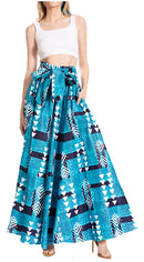 Sakkas Asma Second Convertible Traditional Wax Print Adjustable Strap Maxi Skirt