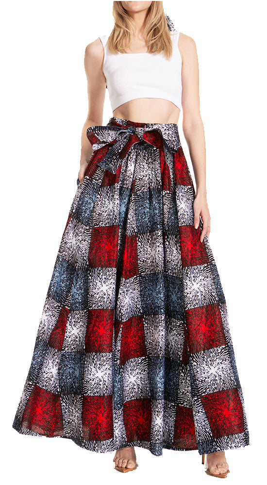 Sakkas Asma Second Convertible Traditional Wax Print Adjustable Strap Maxi Skirt