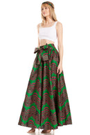 Sakkas Asma Second Convertible Traditional Wax Print Adjustable Strap Maxi Skirt