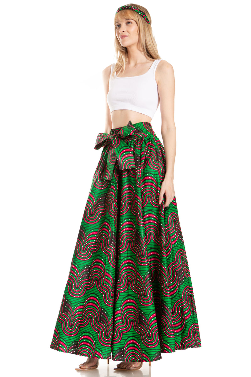 Sakkas Asma Second Convertible Traditional Wax Print Adjustable Strap Maxi Skirt