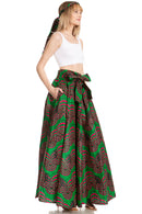 Sakkas Asma Second Convertible Traditional Wax Print Adjustable Strap Maxi Skirt