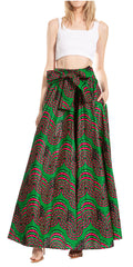 Sakkas Asma Second Convertible Traditional Wax Print Adjustable Strap Maxi Skirt#color_243