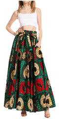 Sakkas Asma Second Convertible Traditional Wax Print Adjustable Strap Maxi Skirt#color_244