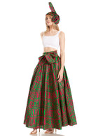 Sakkas Asma Second Convertible Traditional Wax Print Adjustable Strap Maxi Skirt